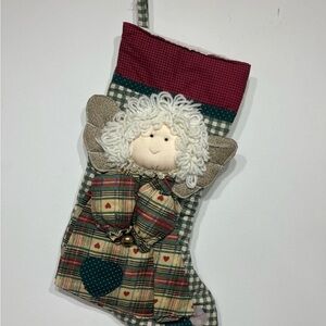 Vintage Plaid Angel Christmas Stocking